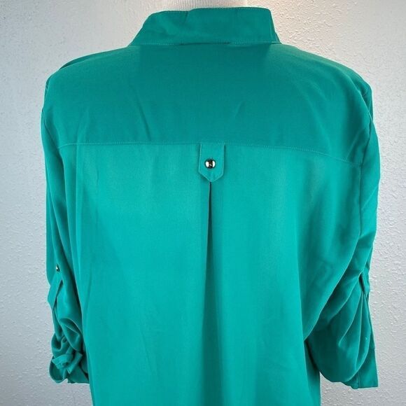 NWT My Michelle Sheer Green Blouse Top Size L - Picture 10 of 14